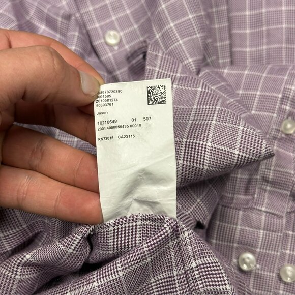 Hugo Boss Slim Fit Dress Shirt Check Houndstooth Cotton Pink 38 15 Small - Picture 9 of 10
